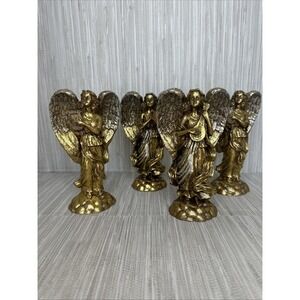 Vintage Candle Sticks‎ Holders Gold And Silver Angels With Musical instruments